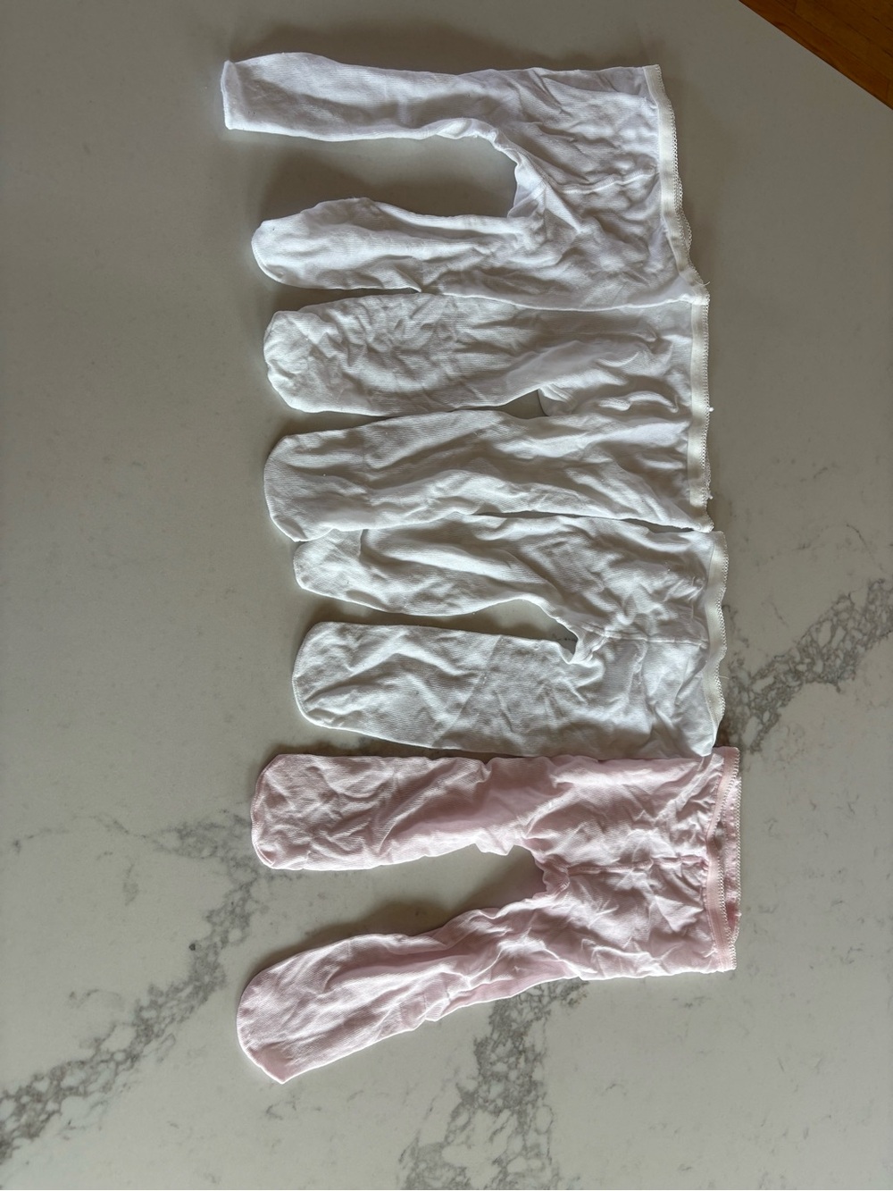 Kids One-Piece Footed Tights - 3 White & 1 Light Pink